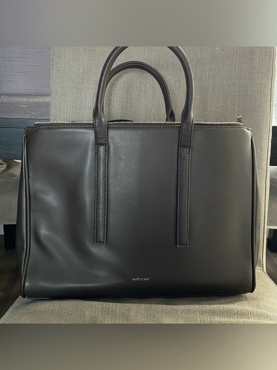 Matt & Nat Handbags - Matt & Nat Chocolate Smooth Vegan Leather Zip Tote